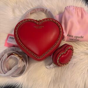 Kate Spade AMOUR 3D Heart Crossbody & Coinpurse Lingonberry